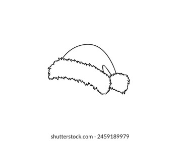 santa hat black outline on transparent background , 
