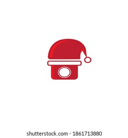 Icono de cámara Santa hat con diseño de vector de color