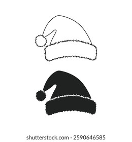 Santa hat cap icon vector silhouette illustration christmas winter season cap	