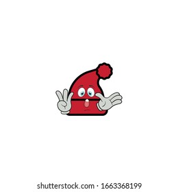 santa hat cartoon characters design with expression. you can use for stickers, pins, mascot or patches