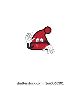 santa hat cartoon characters design with expression. you can use for stickers, pins, mascot or patches
