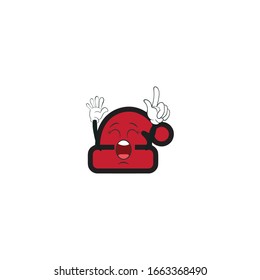 santa hat cartoon characters design with expression. you can use for stickers, pins, mascot or patches