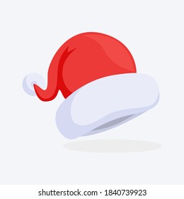 Santa hat cartoon silhouette in flat style. Happy New Year symbol decoration template.Merry Christmas clothes holiday vector illustration elements for design