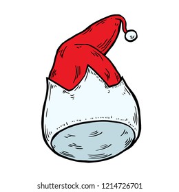 Santa hat, Christmas cap icon, symbol, design. Winter vector illustration isolated on white background.