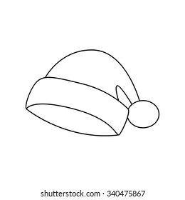 Santa hat, Christmas cap icon, symbol, silhouette. Winter vector illustration isolated on white background.