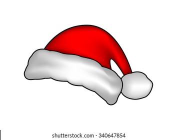 Santa hat, Christmas cap icon, symbol, design. Winter vector illustration isolated on white background.
