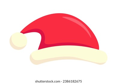 Santa hat. Christmas hat clipart. Flat vector illustration isolated on white background.