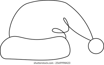 Santa Hat Christmas graphic line Cap Drawing Vector Illustration isolated on transparent background
