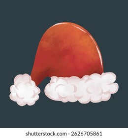 Chapéu Santa para Natal e Férias em aquarela design em fundo isolado