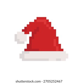 Santa hat for Christmas, icon in 8 bit style