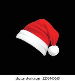 Santa hat for Christmas. Isolated Realistic Vector Art. Ideal for mounting logos and objects