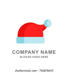 Santa Hat Christmas Logo Vector Icon 