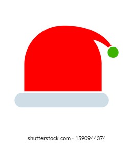 Santa Hat Christmas New Year Red Flat Icon On White Background