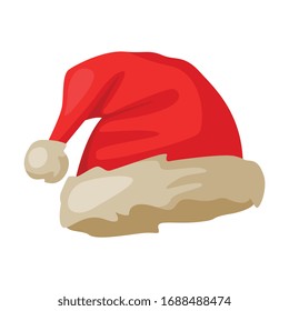 Santa Hat, Christmas and New Year Symbol, Traditional Holiday Decoration Vector Illustration