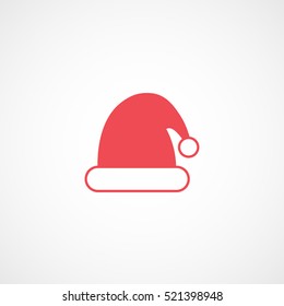 Santa Hat Christmas New Year Red Flat Icon On White Background