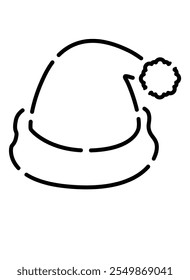 Santa hat christmas stencil design for decorating gingerbread, cookies and other confectionery - vector template for cutting. Design Paint Your Own, PYO, Cookie Stencil