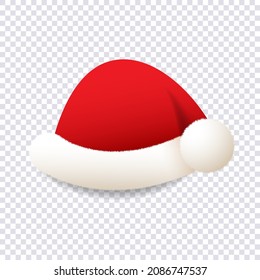 Weihnachtsmütze. Weihnachtsmütze einzeln auf transparentem Hintergrund. Vektorclip-Kunst.