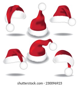 Santa Hat Collection Isolated On White EPS 10 Vector