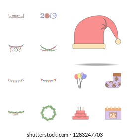 Santa hat colored icon. Christmas holiday icons universal set for web and mobile
