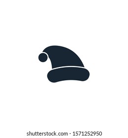santa hat creative icon. filled simple illustration. From Christmas icons collection. Isolated santa hat sign on white background