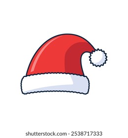 Santa hat design. Festive red Santa hat illustration perfect for Christmas cards, decorations, and winter holiday designs. Symbolizes joy and celebration.