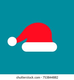 Santa hat flat color icon, vector illustration.