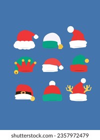 santa hat flat design cartoon style