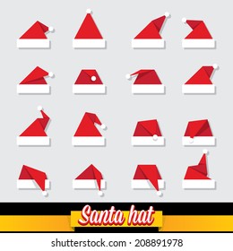 Santa Hat Flat Icon. Vector Illustration