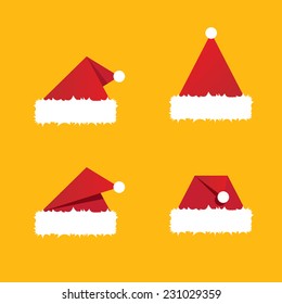 Santa Hat Flat Icon. Vector Illustration