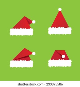 Santa Hat Flat Icon. Vector Illustration