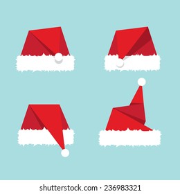 Santa Hat Flat Icon. Vector Illustration