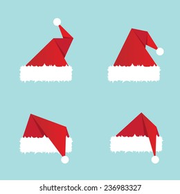 Santa Hat Flat Icon. Vector Illustration