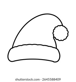 um chapéu de Papai Noel com acabamento fofo desenho de contorno limpo