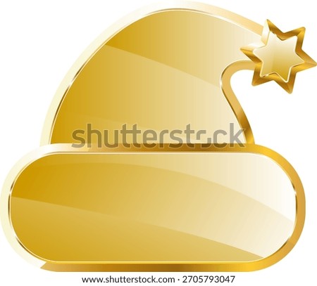 Santa hat gold icon. Isolated on transparent background.