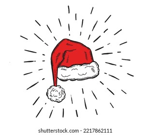 Santa hat, hand drawn illustrations