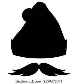 Santa Hat and Hipster Mustache Icon for Festive Holiday Design