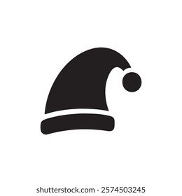 Santa hat icon. Black Santa hat silhouette vector illustration isolated on white background