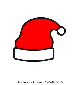 Santa hat icon. Christmas hat vector sign. Santa Claus Hat Flat symbol. Christmas hat colored linear icon