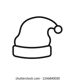 Santa hat icon. Christmas hat vector sign. Santa Claus Hat Flat symbol. Christmas hat linear icon