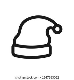 Santa hat icon. Christmas hat vector sign. Santa Claus Hat Flat symbol. Christmas hat colored linear icon