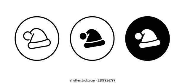 santa hat icon, Santa Claus Christmas hat icons,editable stroke, flat design style isolated on white linear pictogram, button, vector, sign, symbol, logo, illustration