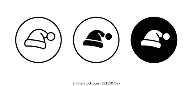 santa hat icon, Santa Claus Christmas hat icons,editable stroke, flat design style isolated on white linear pictogram, button, vector, sign, symbol, logo, illustration