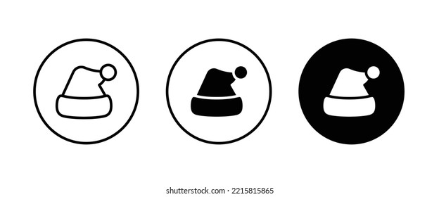 santa hat icon, Santa Claus Christmas hat icons,editable stroke, flat design style isolated on white linear pictogram, button, vector, sign, symbol, logo, illustration