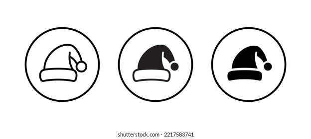 santa hat icon, Santa Claus Christmas hat icons,editable stroke, flat design style isolated on white linear pictogram, button, vector, sign, symbol, logo, illustration