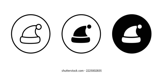 santa hat icon, Santa Claus Christmas hat icons,editable stroke, flat design style isolated on white linear pictogram, button, vector, sign, symbol, logo, illustration