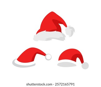 Santa hat icon. Santa claus christmas hat vector flat illustration