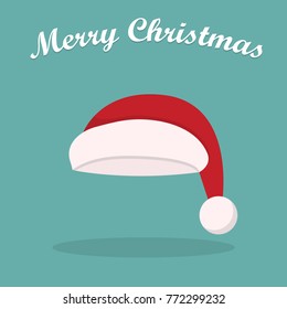 Santa hat icon in a flat design. Vector illustration
