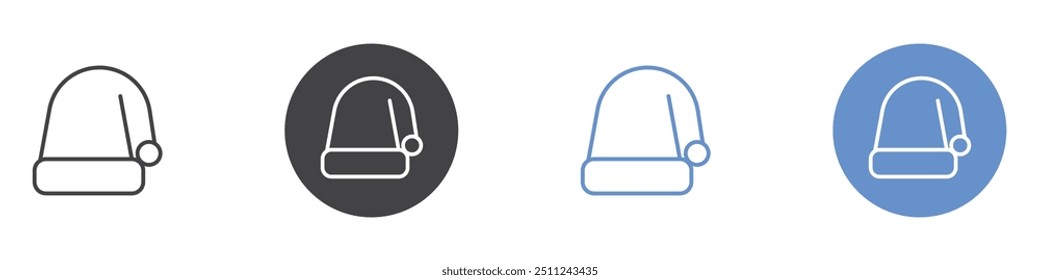 Santa hat icon Flat set in black and white color