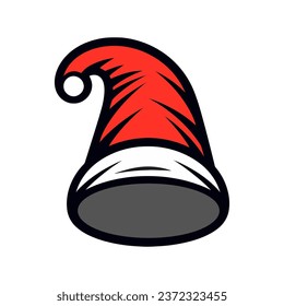 Icono de Santa Sat aislado. Caricatura del sombrero de Papá Noel de Navidad en estilo plano. Ilustración del vector