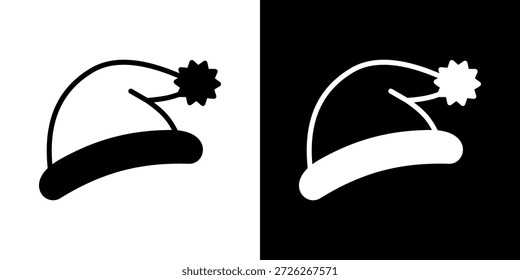 Santa Hat Icon Of Mixed Black And White Style